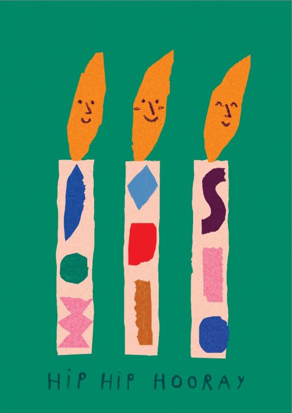 Arty Birthday Card - Hip Hip Hooray - Smiley Candles created by Rumble Cards