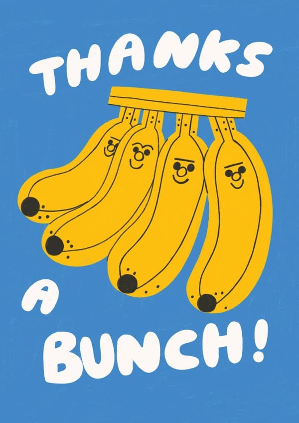 Cute Thank You Card - Thanks A Bunch - Friendly Bananas created by Rumble Cards