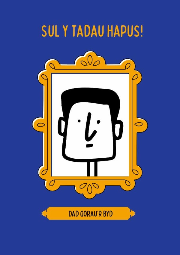 Quirky Welsh language Father's Day card - art gallery - cerdyn Sul y Tadau created by Jodi Cox
