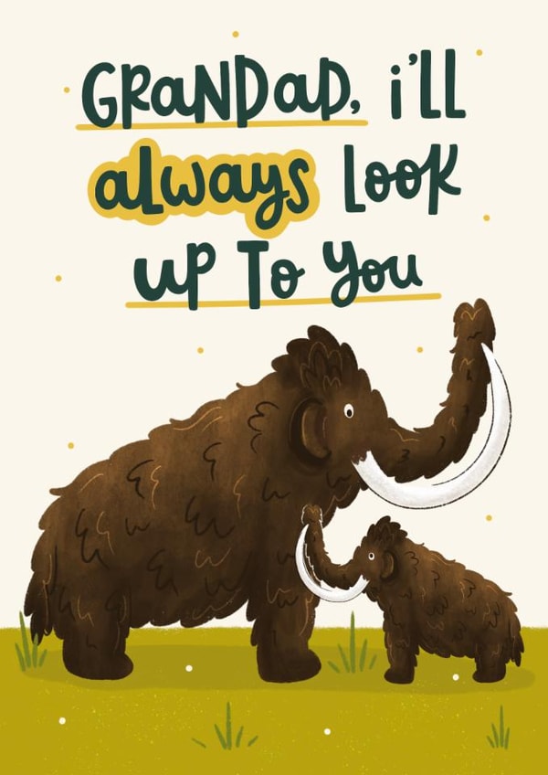 Cute Father's Day Card - For Grandad - Wooly Mammoth created by Abbie Imagine