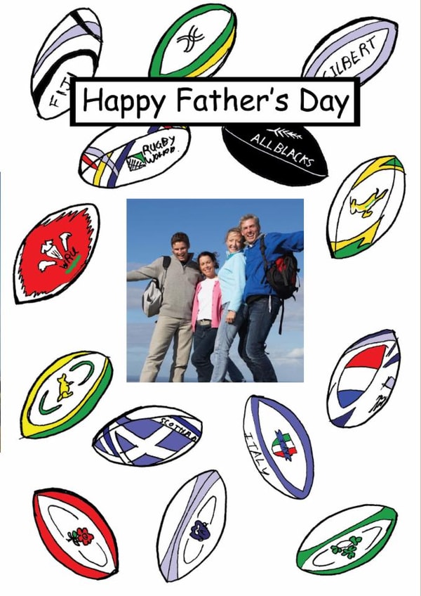 Rugby themed photo card for father's day  created by A Ray of Sunshine Cards