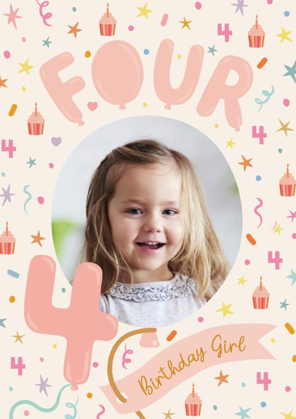 Pretty Birthday Card - 4th - Cupcakes - Balloons created by The Pattern Press