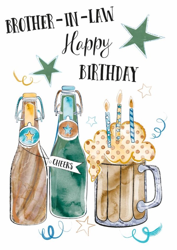 Classic Birthday Card - Brother In Law - Beer & Cheers created by One and Only