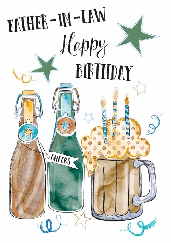 Classic Birthday Card - Father In Law - Beer & Cheers created by One and Only