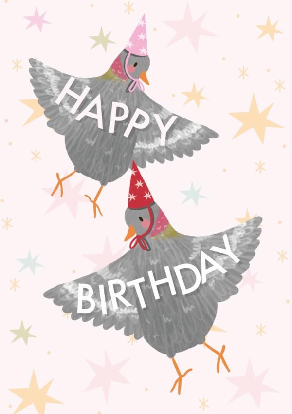 Pigeon Birthday Card - Happy Birthday Party Pigeon created by Kitty Strand