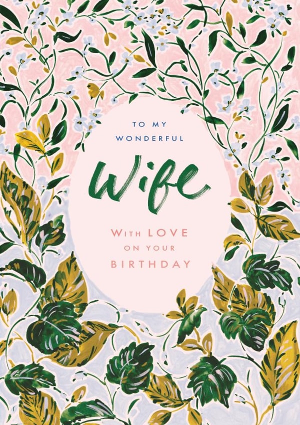 Traditional Birthday Card - For A Wonderful Wife - Painted Florals And Vines created by Rebecca Prinn