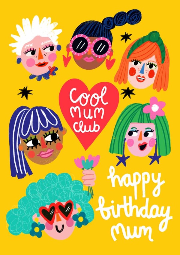 Cute Birthday Card - Cool Mum Club - For Mum created by NICHOLA COWDERY ILLUSTRATIONS 