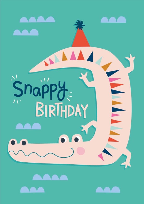 Kids Crocodile Birthday Card – Cute Animal Birthday Card created by Jane Farnham Designs
