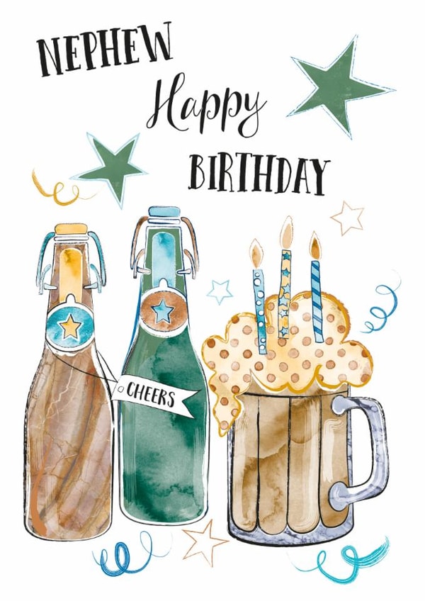 Classic Birthday Card - Nephew - Beer & Cheers created by One and Only
