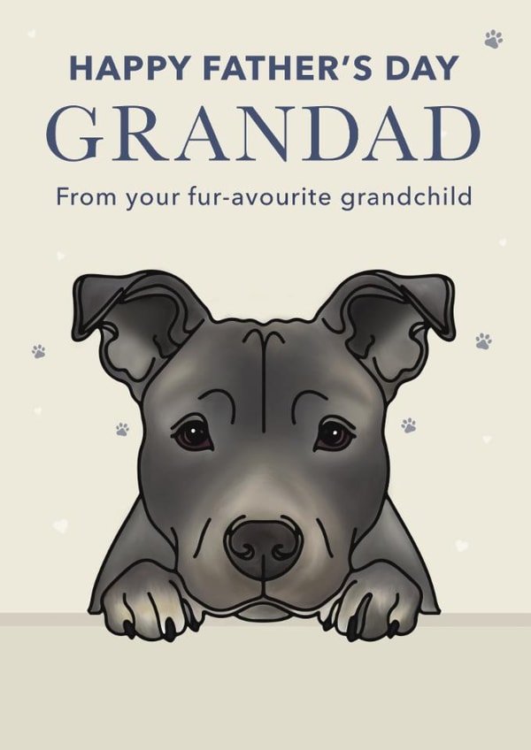Cute Father's Day Card - For Grandad - Staffordshire Terrier created by Choo Choo
