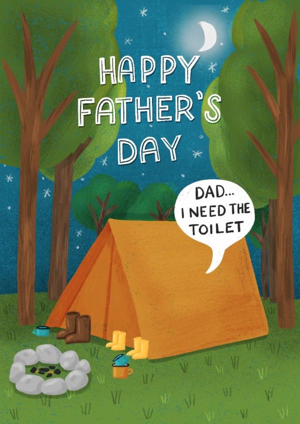 Funny Father's Day Card - Camping - Midnight Wee created by Silky Rose Design