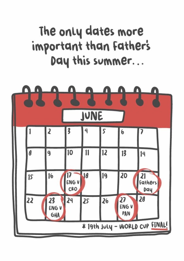 Father's Day Card | World Cup Fixture Dates created by Sarah Harding