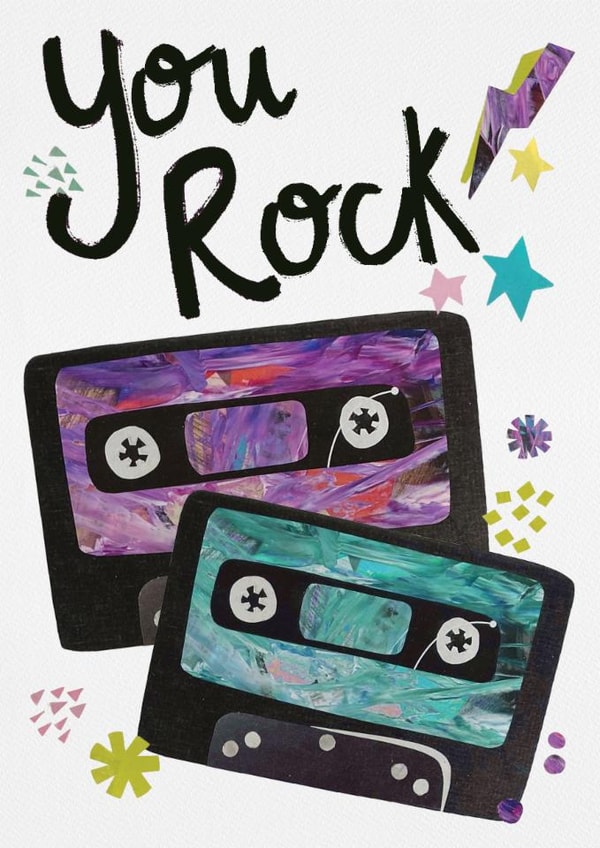 Fun Thank You Card for anyone- You Rock- mixed tape created by Brittney Herzik @lifewithherz