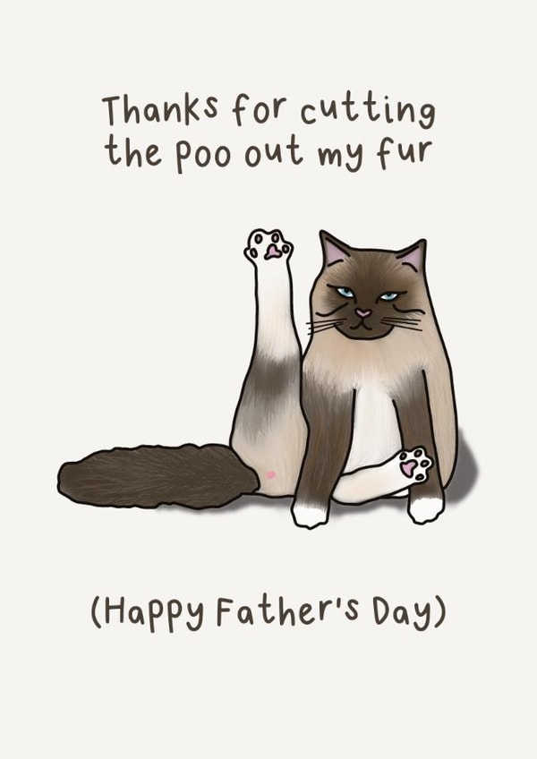 Funny Father's Day Card - From The Cat - Poo Fur created by Sarah Harding