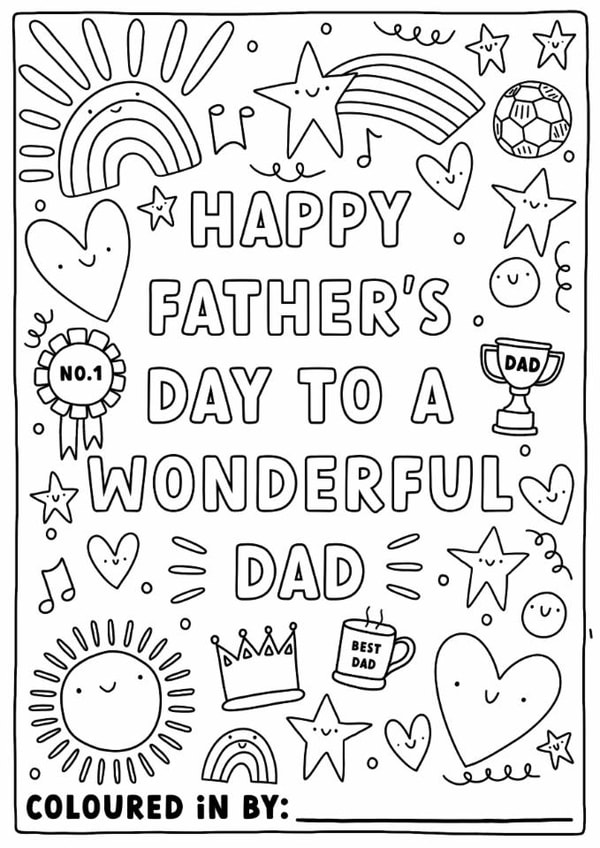 Cute Father's Day Card - Wonderful Dad - Colouring In Card created by Sarah Harding