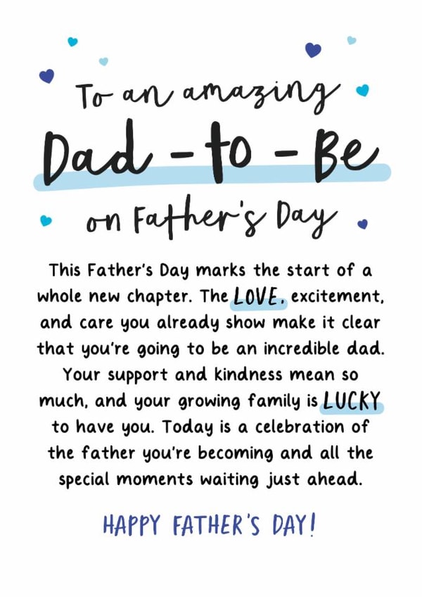Heartfelt Father's Day Card - For Dad To Be - Excitement created by Kreate Paper Co.