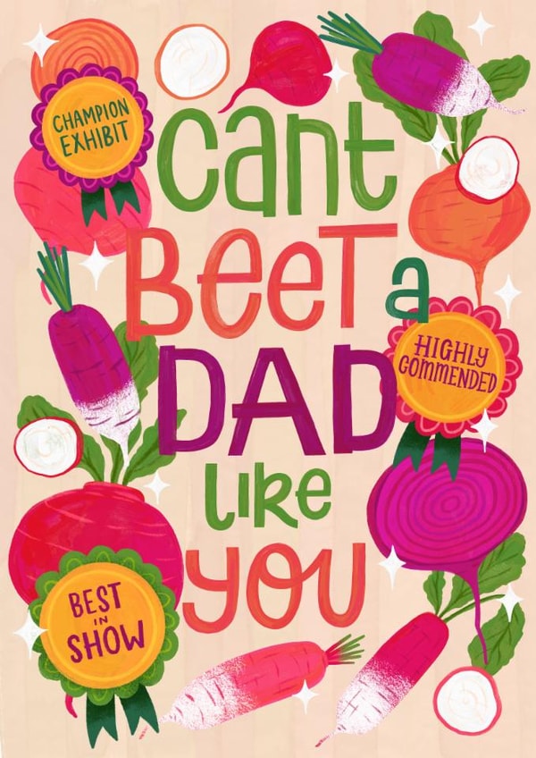 Can’t beet a Dad like you funny Father’s Day card vegetable pun created by Nicola B Studio