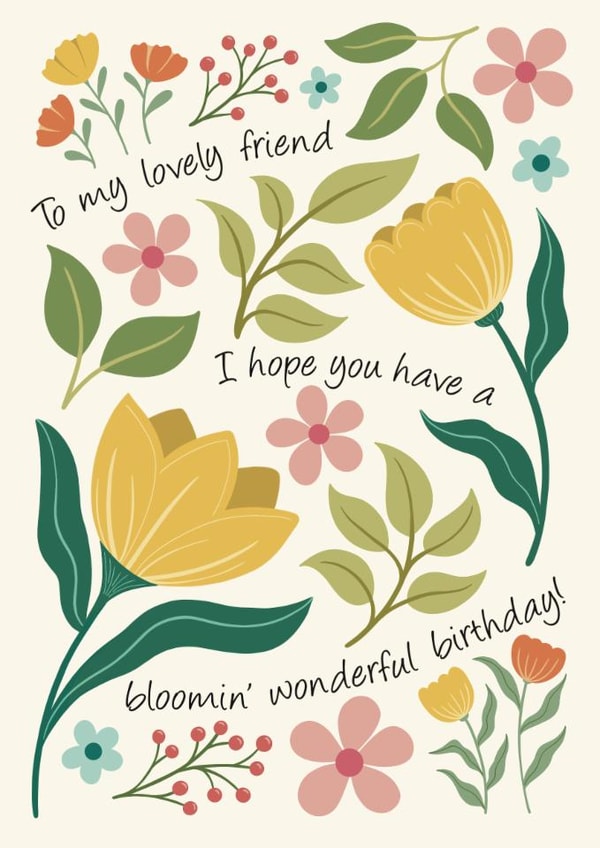 Classic Birthday Card - For Friend - Flowers created by Kirsty Miller