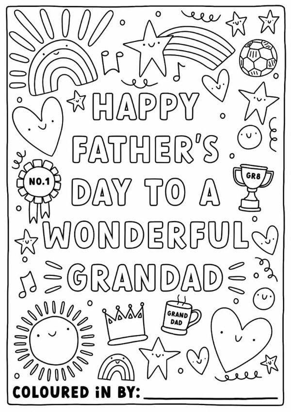 Cute Father's Day Card - Wonderful Grandad - Colouring In Card created by Sarah Harding