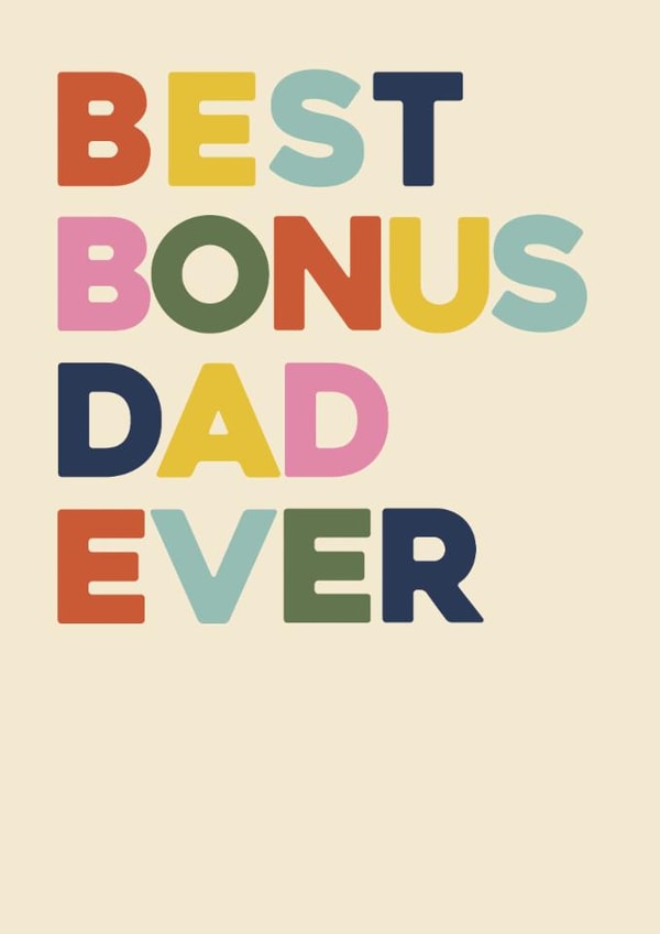 Best Bonus Dad Ever Card – Father's Day – Retro Typography Card created by Bonne Nouvelle