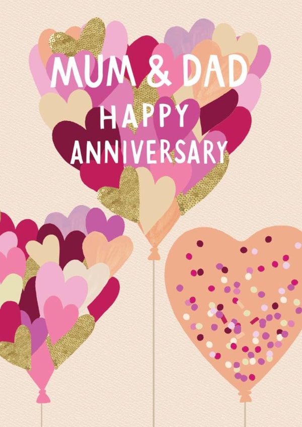 Classic Anniversary Card - For Parents - Heart Balloons created by Louise Tiler