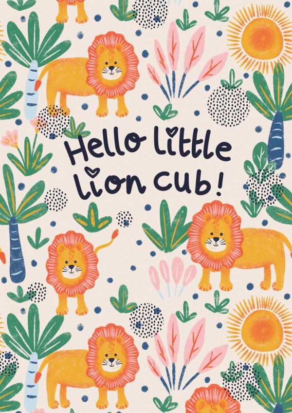Cute New Baby Card - Hello Little Lion Cub created by Lotta Designs