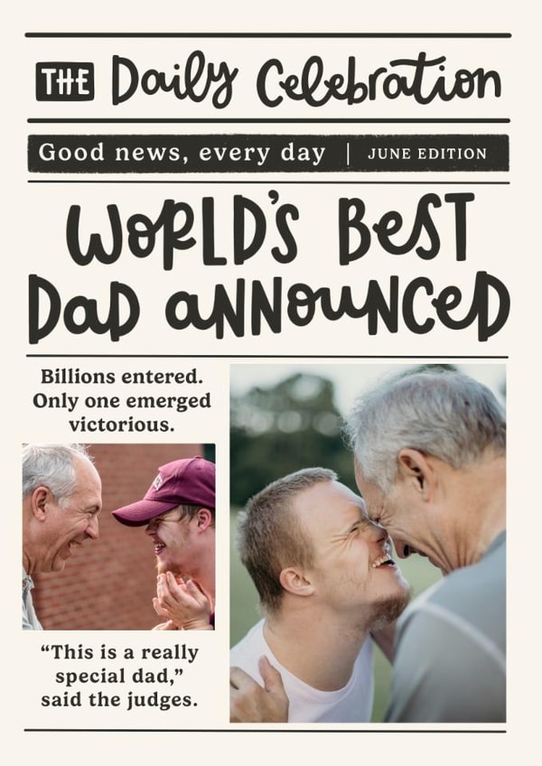 Cute Father's Day Card - World's Best Dad - Newspaper created by Abbie Imagine