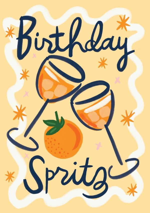 Arty Birthday Card - Aperol Spritz - For Her created by @AimeeStevens.Design