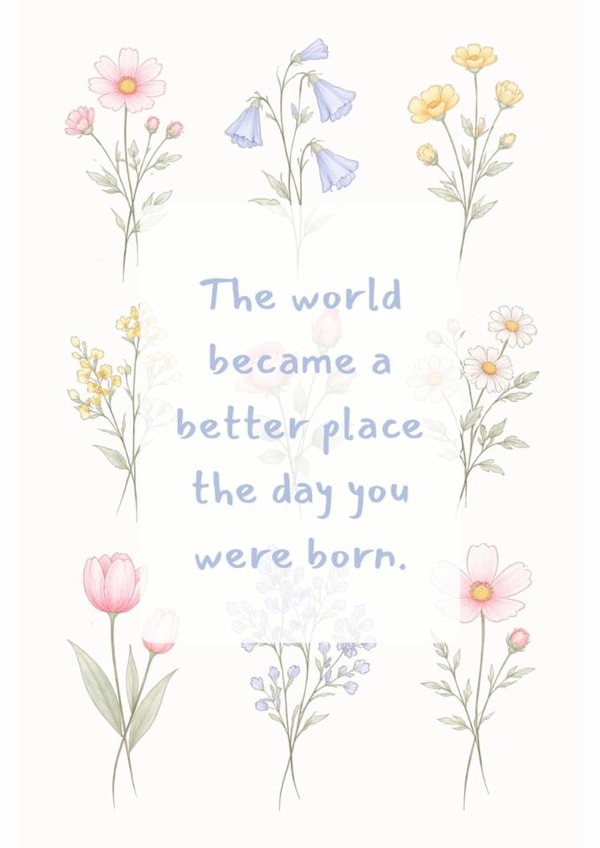 Floral birthday card for her created by Emily Winfindale