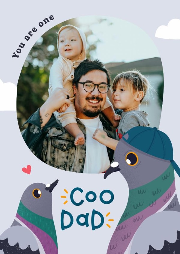 Cute Father's Day Photo Card - Cool Dad - Pigeon - Coo created by Joanne Hawker
