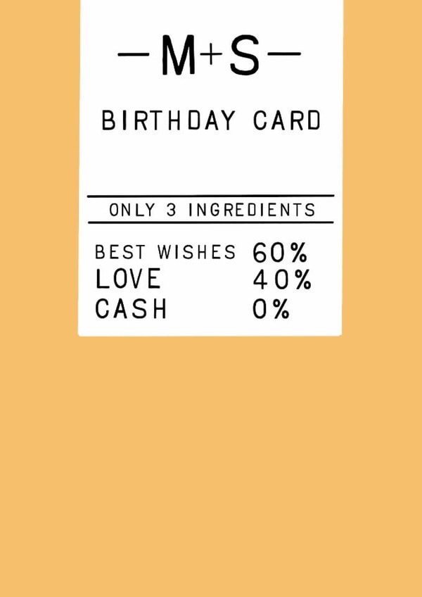 Funny Foodie Card - Friend - M&S - No cash created by Pickled Prints