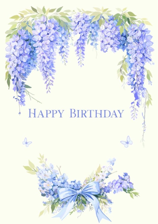 Wisteria Floral Birthday card created by Sarah Barker Illustrations