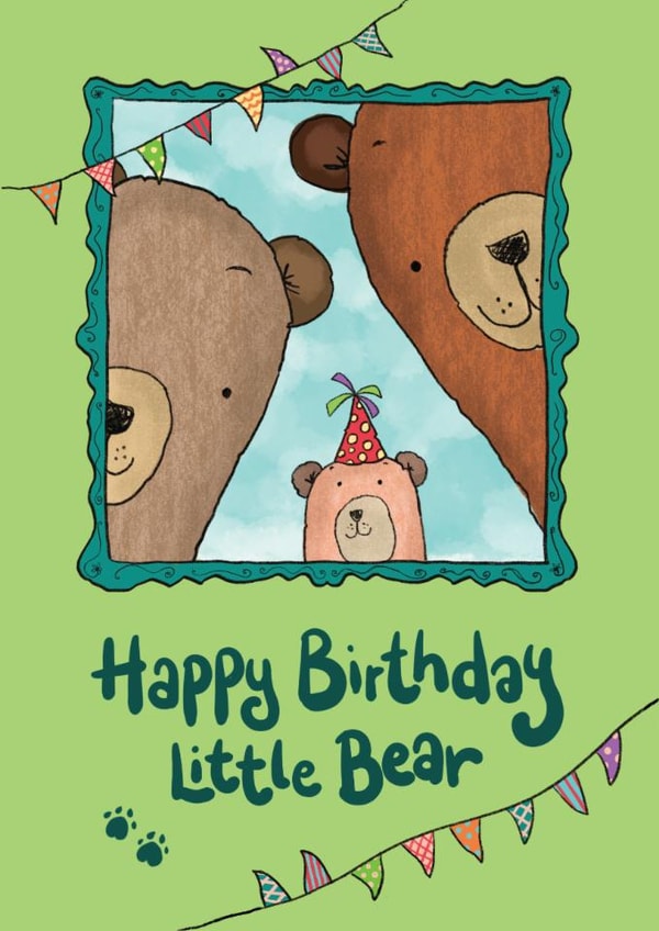 Birthday card for small child ~ cute bear family ~  birthday party snapshot created by Mrs Holly 