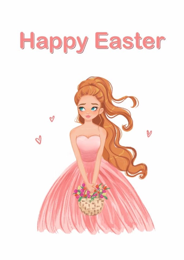 Send this cute Easter card to someone special who loves girly art or princesses. created by Beach Life Studio