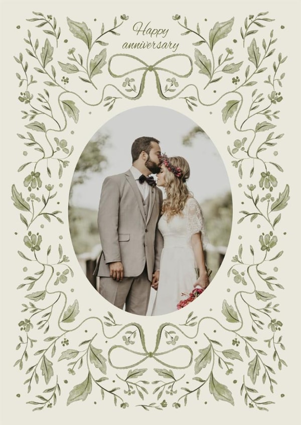Pretty Anniversary Card - Watercolour Leaves created by Zove Ahh