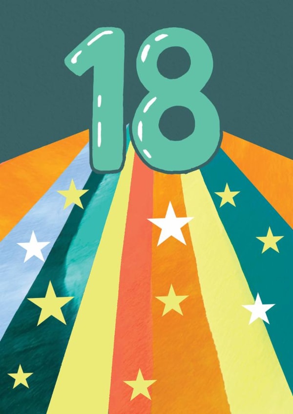 Classic Birthday Card - 18th - Rainbow Stripes created by Louise Tiler