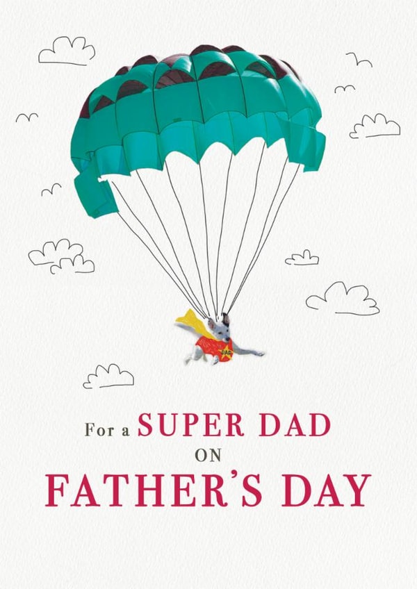 Cute Father's Day Card - Parachuting Dog - Superhero Dad created by Orchard Design House