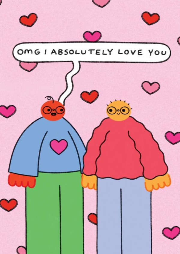 Cute Anniversary Card - I Absolutely Love You - Orange Juice For Dinner created by Rumble Cards