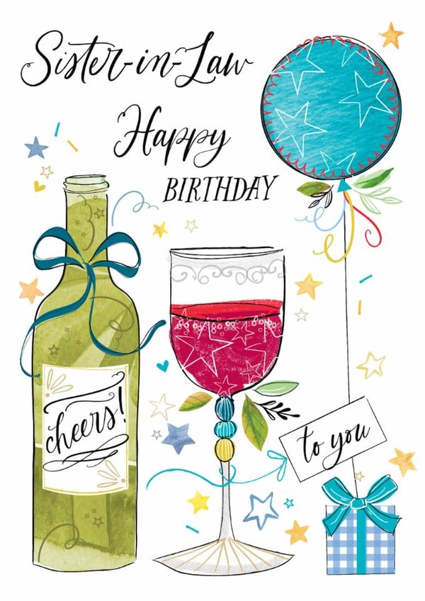 Traditional Birthday Card - For Sister In Law - Red Wine created by Katie Phythian Design