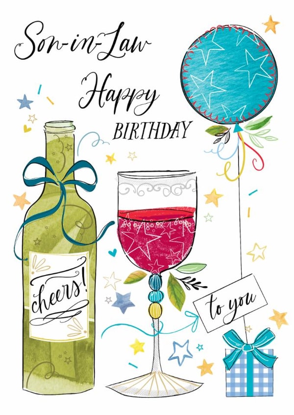 Traditional Birthday Card - For Son In Law - Red Wine created by Katie Phythian Design