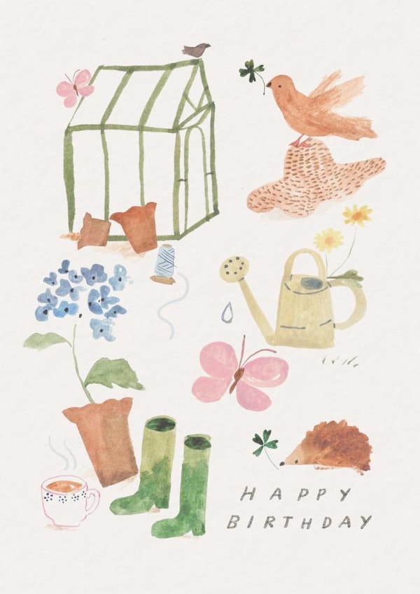 Pretty Birthday Card – Garden Illustrations created by Caryssa Jason