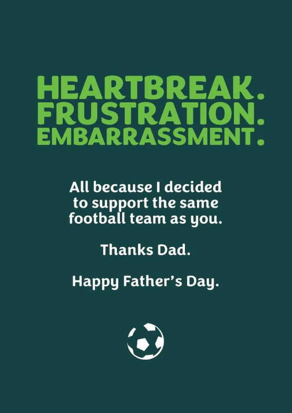 Funny football father's day card for dad created by GOAT Creative