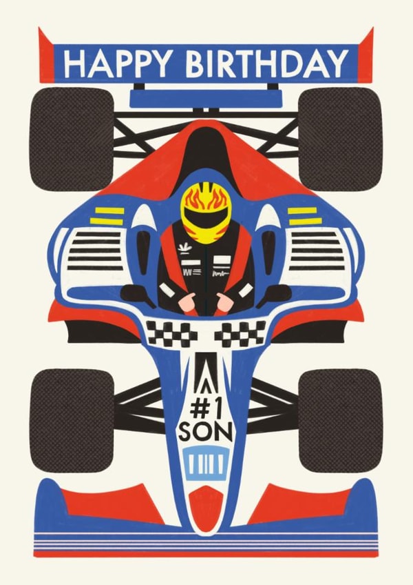 Classic Birthday Card - For Son - Formula 1 Racing created by AbiGoLucky