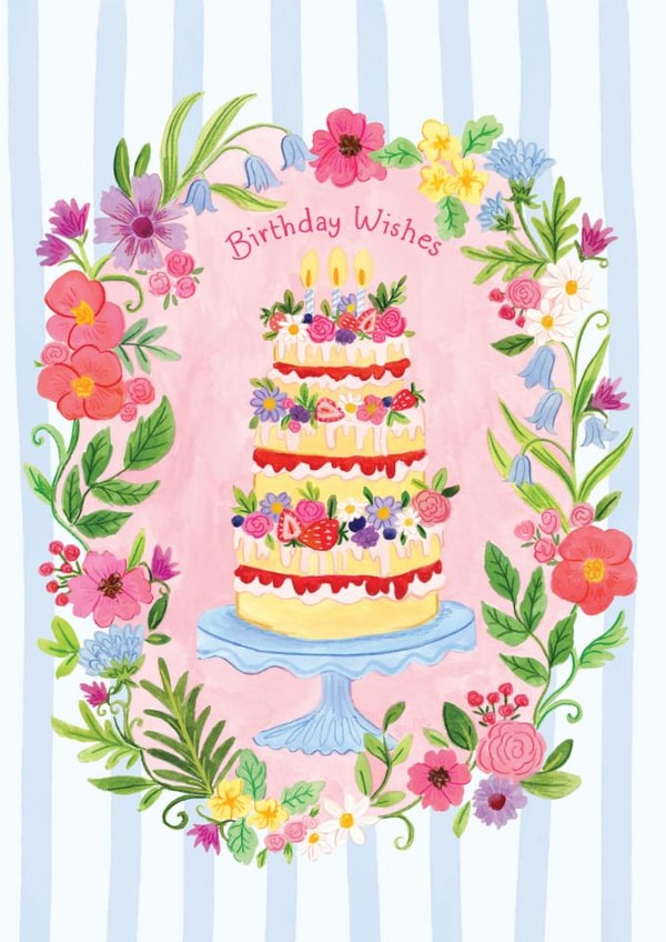 Pretty birthday card For Her -  Birthday Cake - Floral - Birthday Wishes created by Frankie Norman