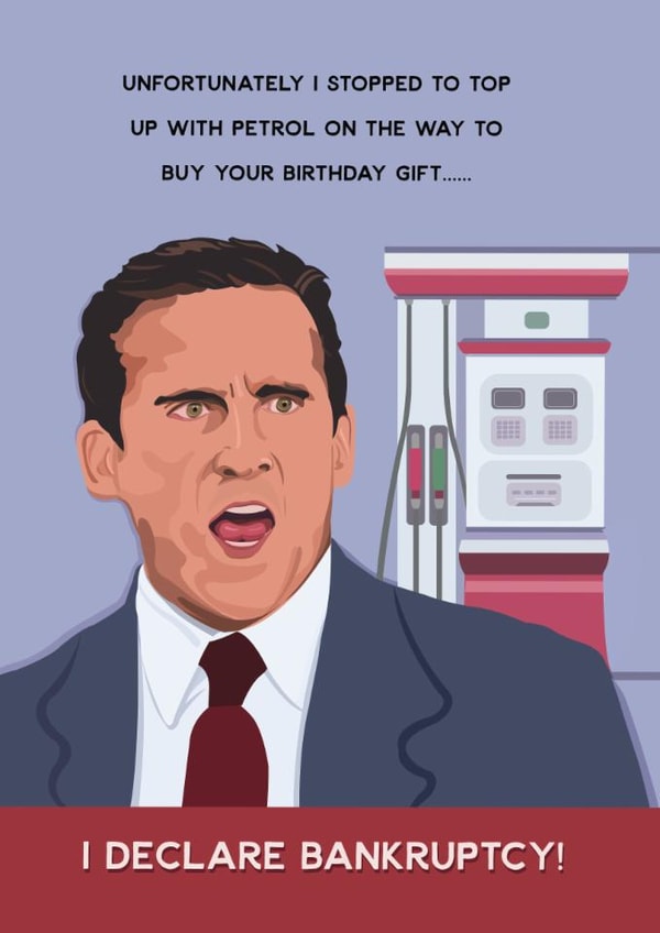 Funny Birthday Card- The Office- Fuel Crisis Humour created by Helen Rodgers