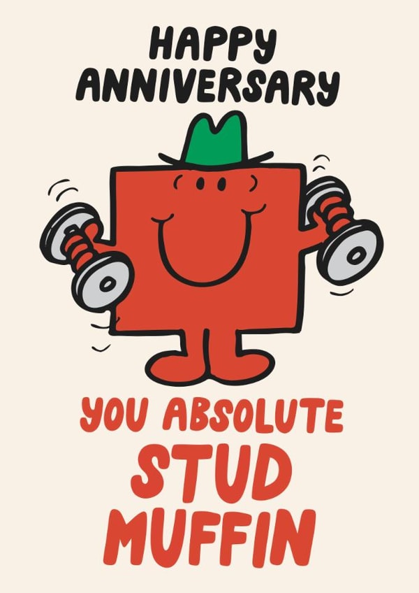 Funny Anniversary Day Card - Mr. Men - Stud Muffin created by Mr. Men