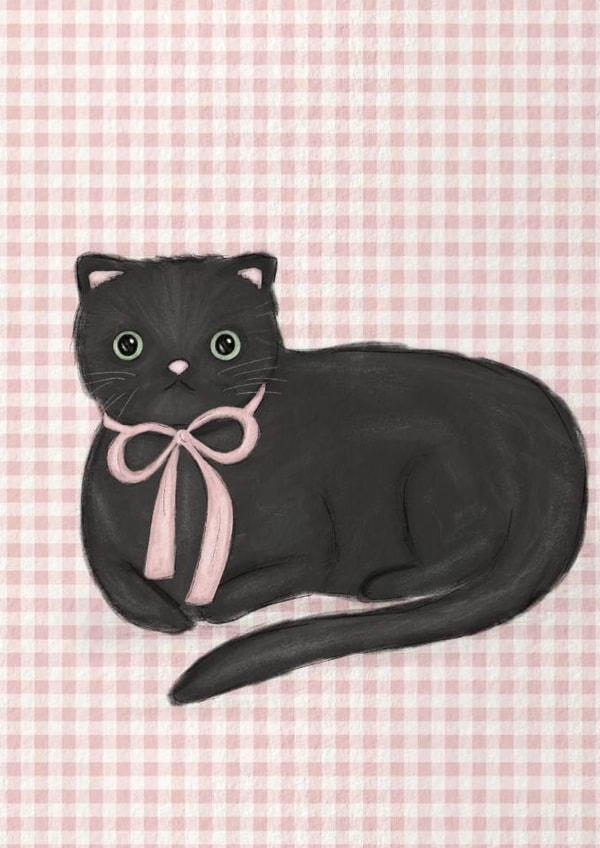 Cute Black Cat Greetings Card, Cat Lover Card created by Courtney B.