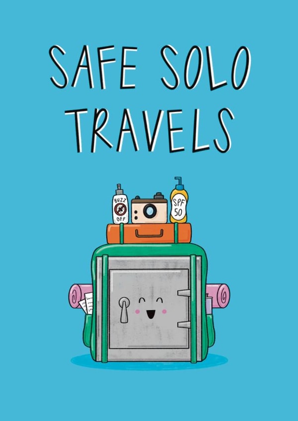 Cute Good Luck Card - Safe Solo Travels - Single Tax created by Muses & May
