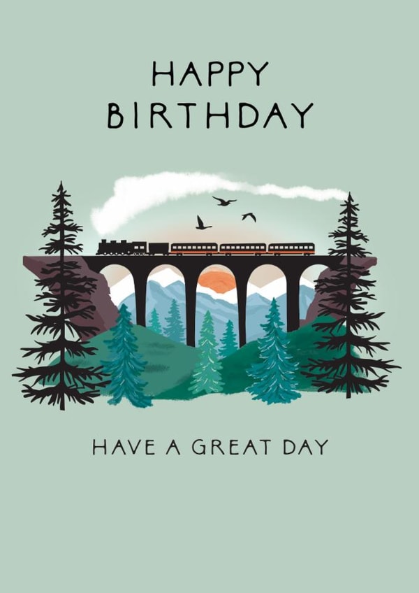 Classic Birthday Card - Steam Train - Landscape created by Rosanna Rossi