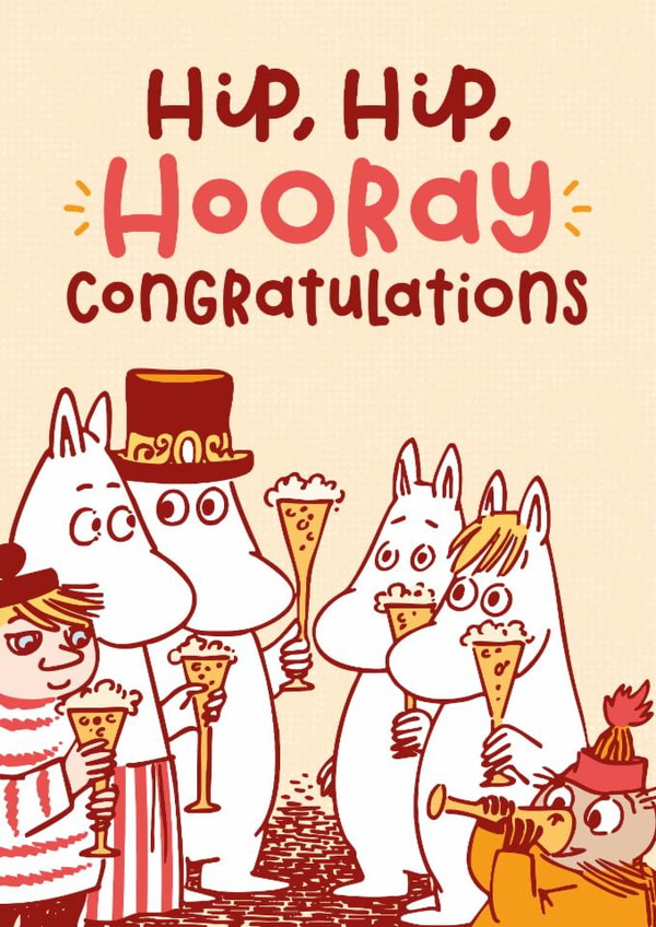Cute Congratulations Card - Moomin  - Hip, Hip, Hooray created by Moomin Characters